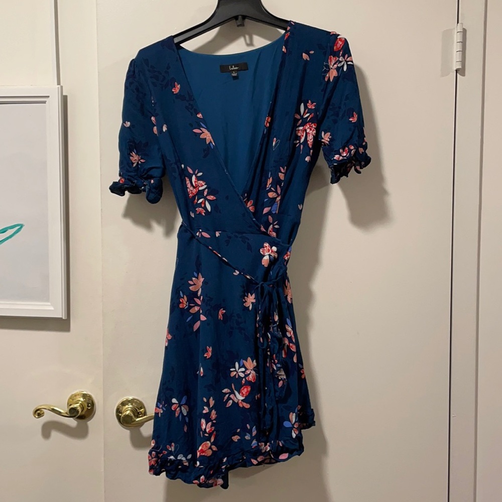 Lulu’s Teal Blue Floral Wrap Dress